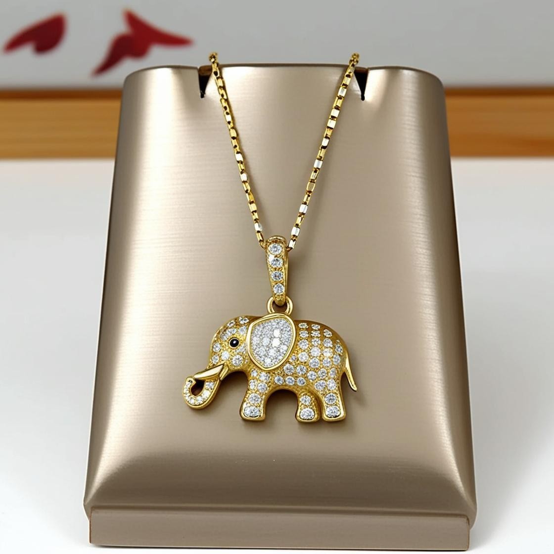Reiki Infused “Golden Elephant Luck” Pendant Necklace.
