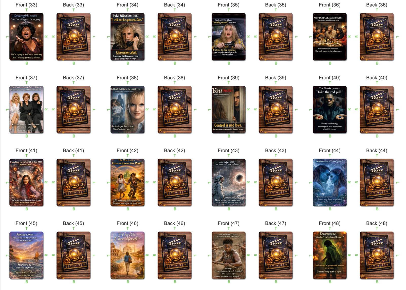 What Movie Was That? Oracle Deck by Rev Dr. Taiwo Olukemi Bola, PhD. (72 cards).