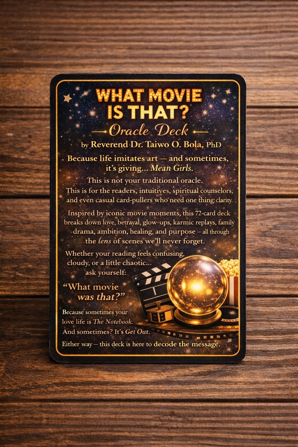 What Movie Was That? Oracle Deck by Rev Dr. Taiwo Olukemi Bola, PhD. (72 cards).