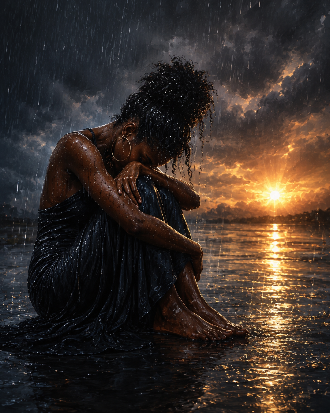 Hope Waits Artwork – Stormy Skies, Sunrise, Healing Art Canva Print 30x40