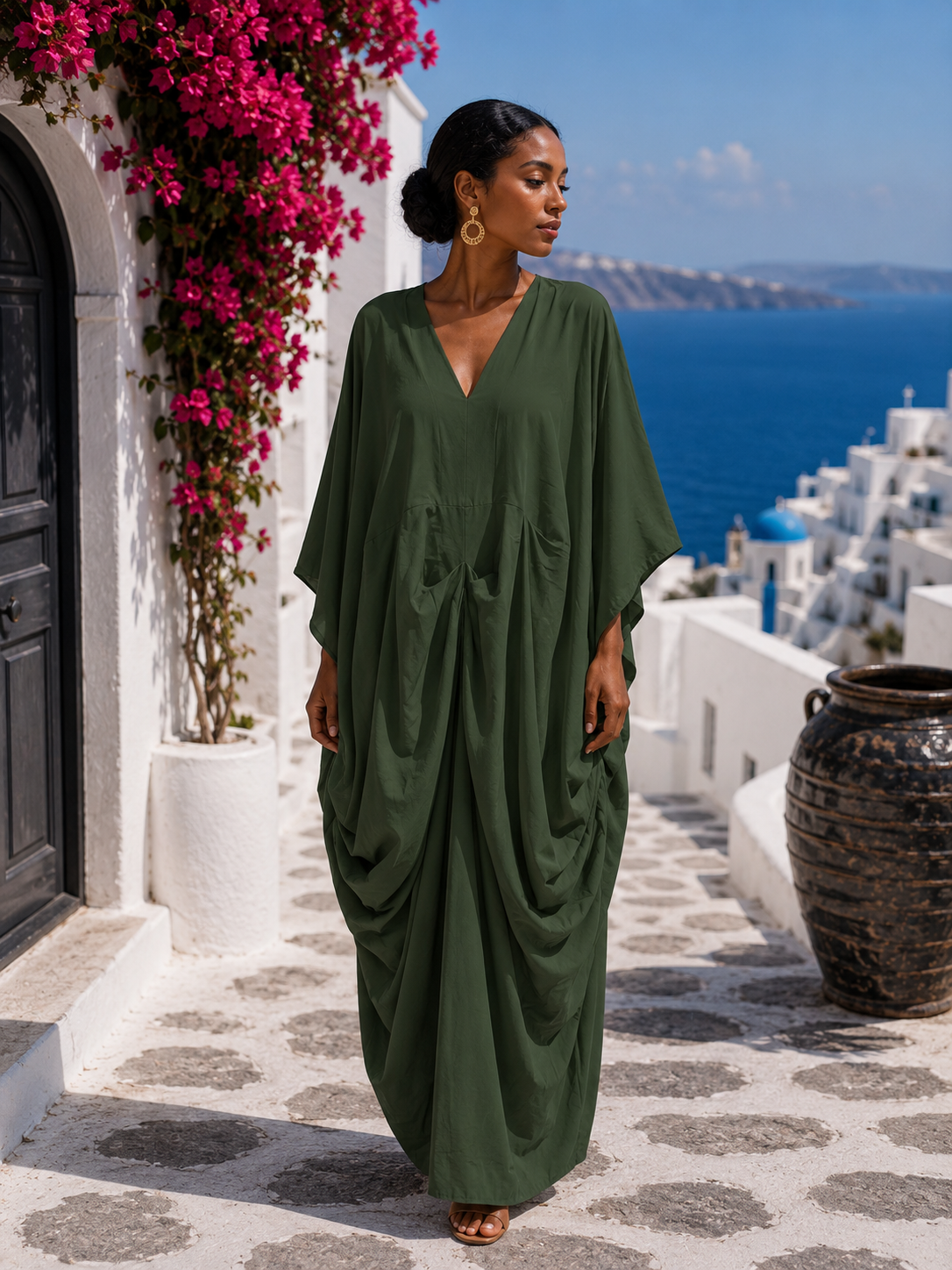 IMPERIALE Emerald Oasis Luxe Kaftan & Scarf Set