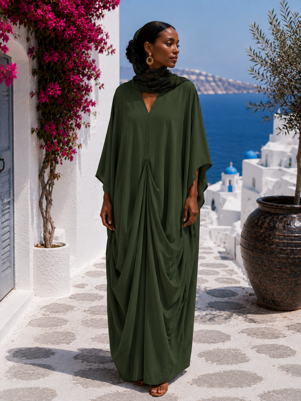 IMPERIALE Emerald Oasis Luxe Kaftan & Scarf Set