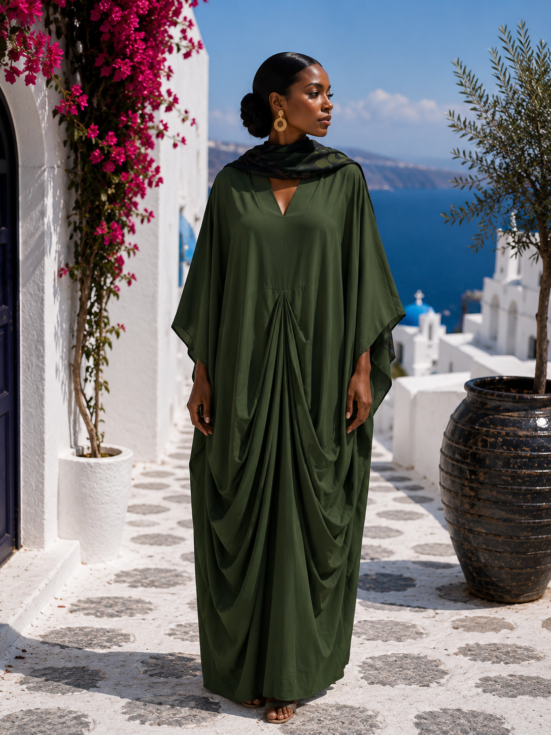 IMPERIALE Emerald Oasis Luxe Kaftan & Scarf Set