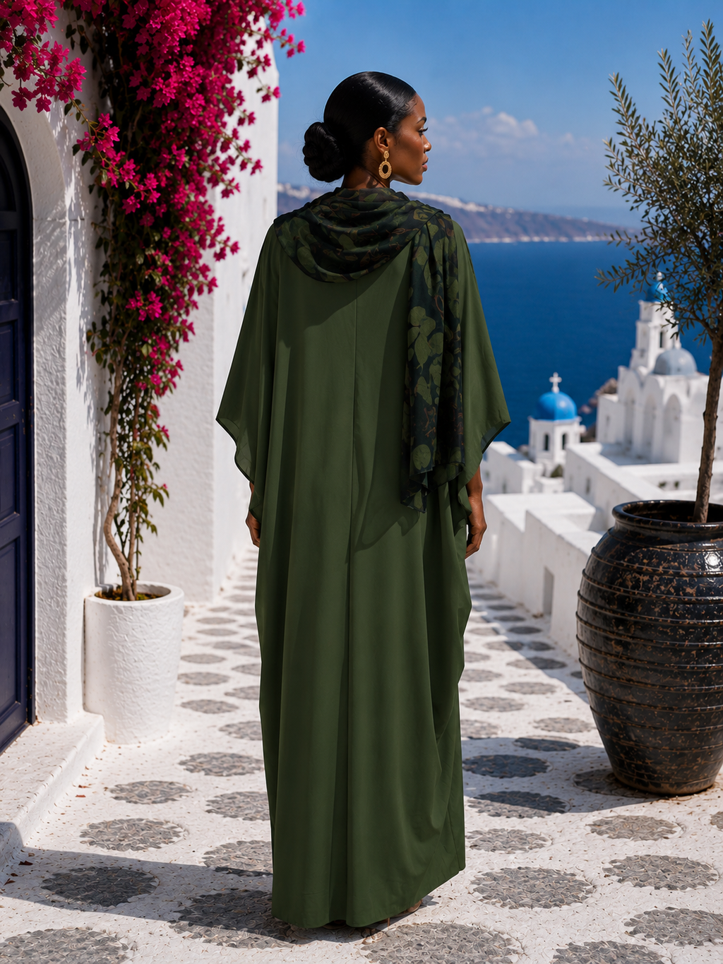 IMPERIALE Emerald Oasis Luxe Kaftan & Scarf Set