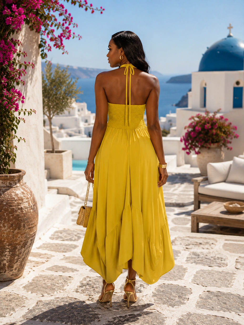 IMPERIALE Solara Luxe Halter Maxi Dress