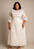 ÌRẸWÀ OYINBO Floral Jacquard Bridal & Ceremony Gown – Pure White (2X–3X) Plus Size Edition