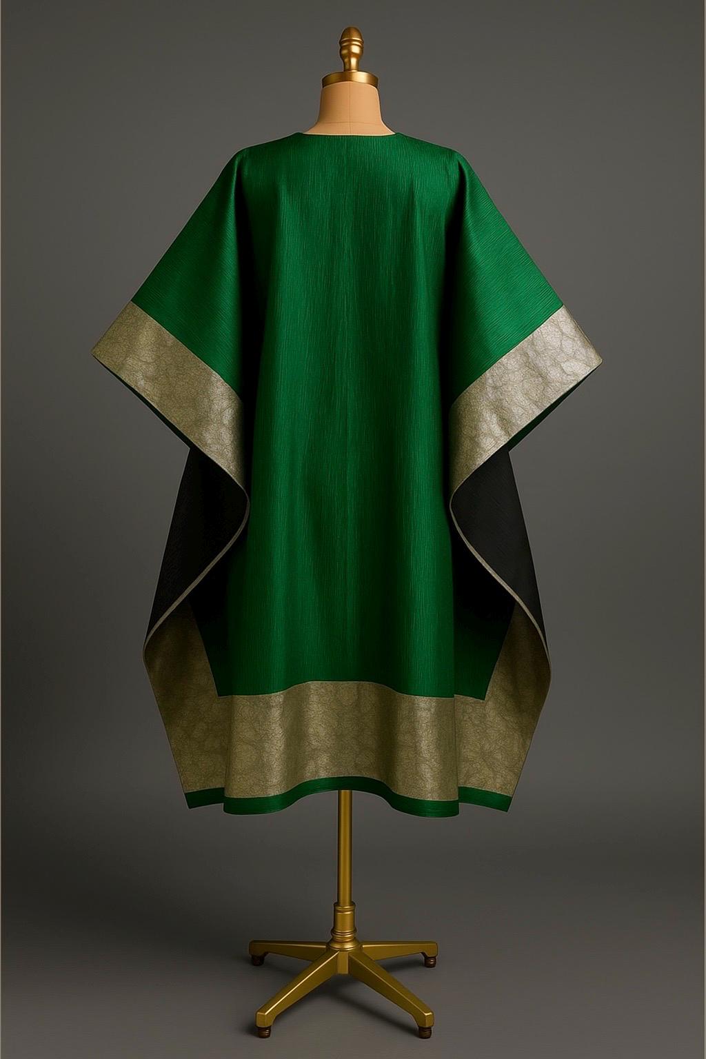 Regal Green & Gold Brocade Kaftan – “Queen Aminah” Collection
