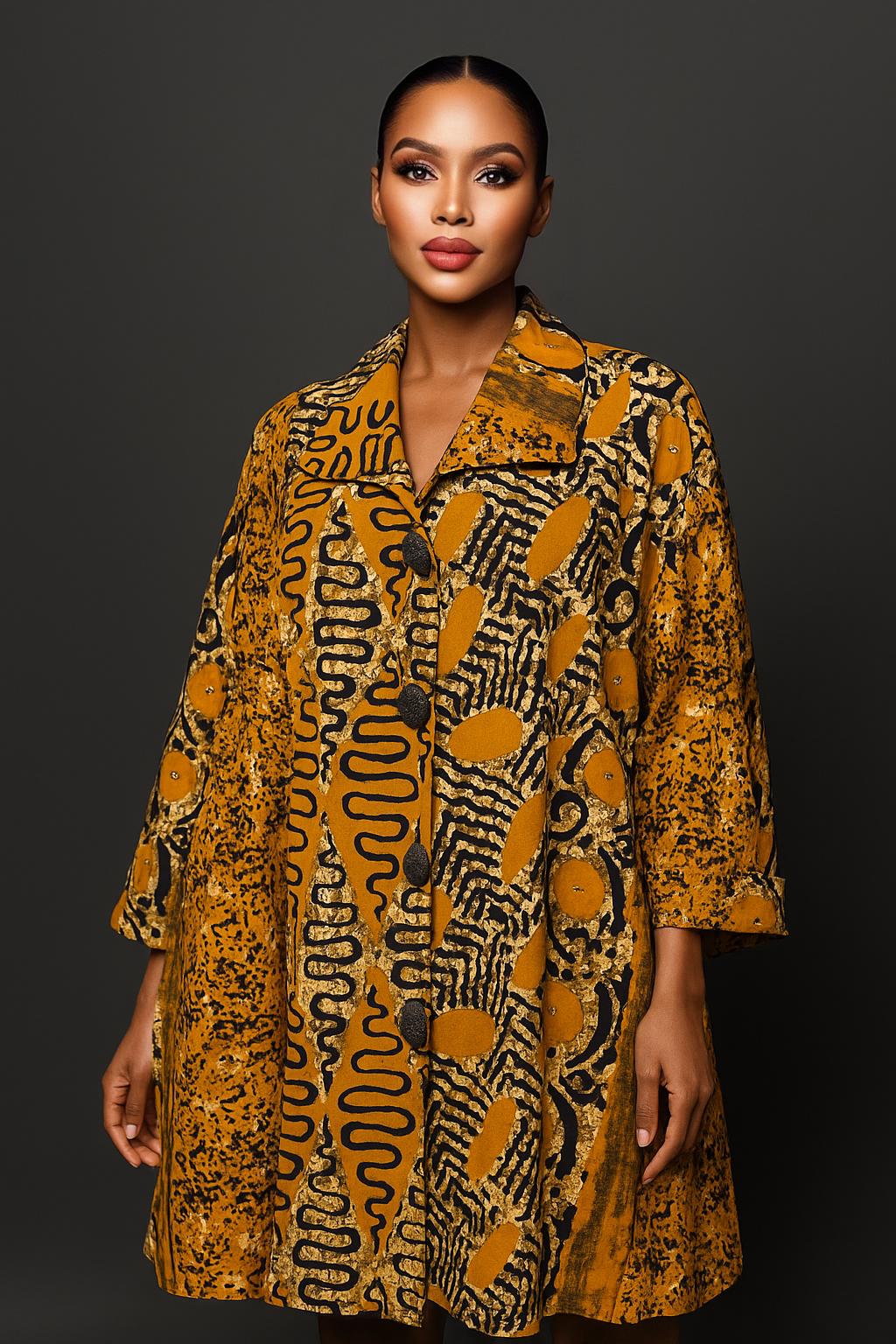 IMPERIALE “Ìrìn-Ajò” Safari Heritage Coat (Brown • Gold • Black) - (M — 2X) - Ìrìn-Ajò = “Journey / Explorer.”