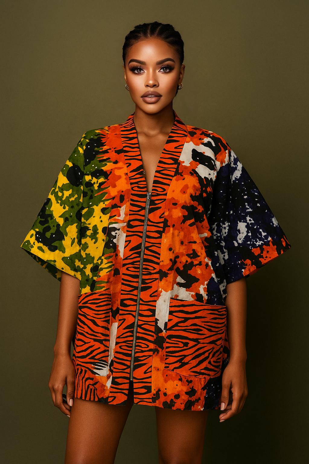 IMPERIALE “Ayanmo Tiger Flame” Mixed-Print Stoned Set.