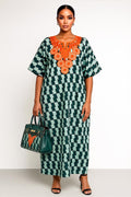 IMPERIALE “MoreNike” Emerald Glow Embroidered Ankara Bubu Kaftan