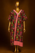 IMPERIALE “Àdùnní” Pink-Panel Tribal Patch Ankara Bubu Kaftan