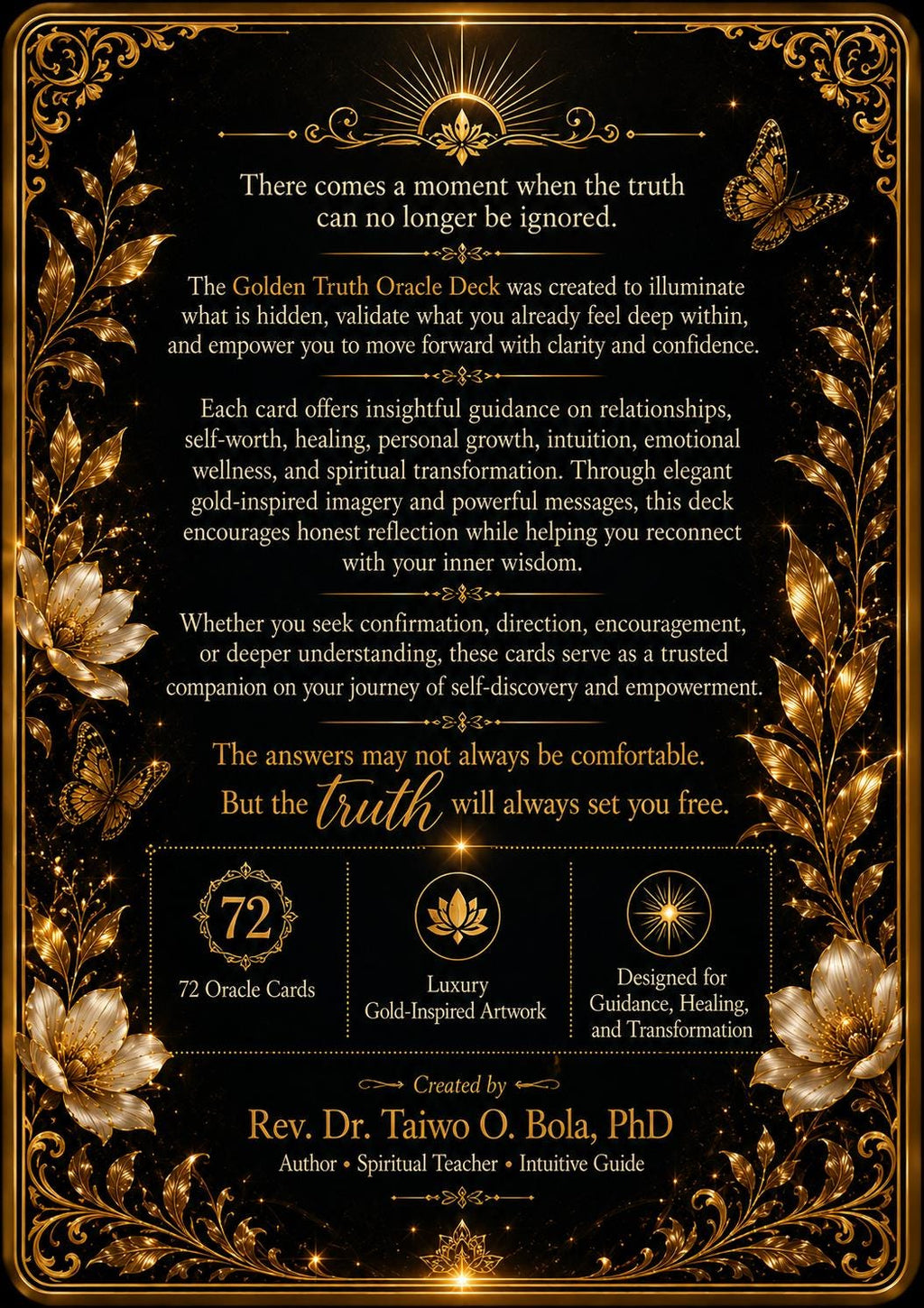 The Golden Truth Oracle Deck - 3.5" x 5" Card(s) Sizing Dimensions - Luxury Package Finishing