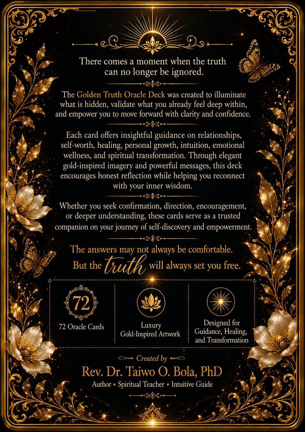 The Golden Truth Oracle Deck - 3.5" x 5" Card(s) Sizing Dimensions - Luxury Package Finishing